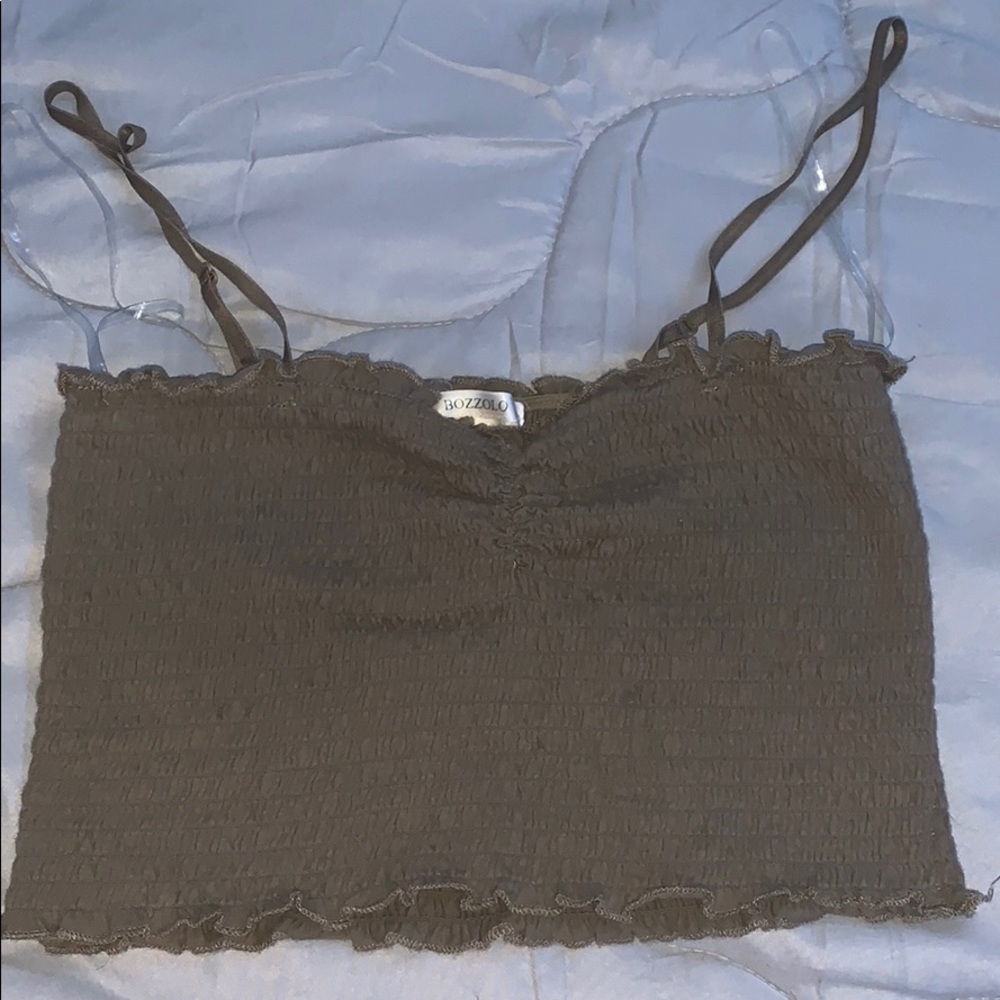 Army Green Spaghetti Strap Crop Top